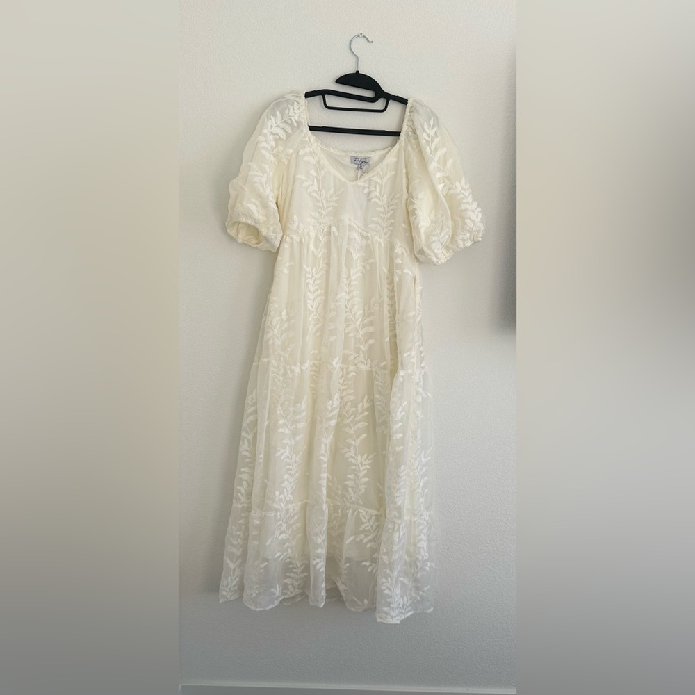 Elegant Cream Embroidered Dress